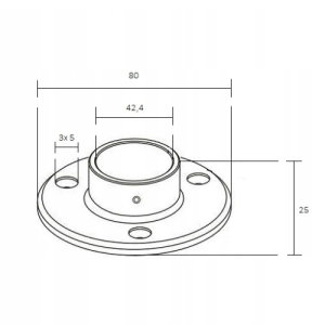KOŁNIERZ PRZYŚCIENNY DLA PORĘCZY Ø42,4MM, AISI 304 Balustrada Nierdzewna